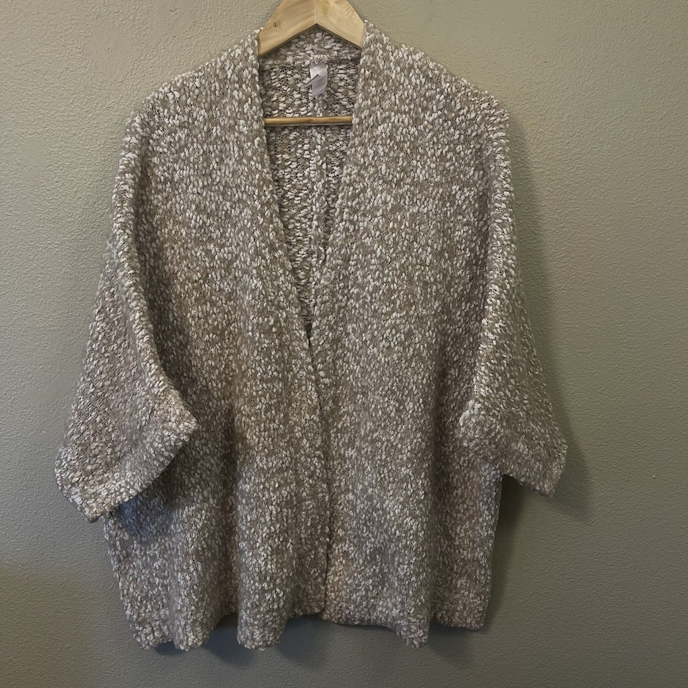 Secret Treasures Chunky‎ Knit Cardigan Open Oversized Cozy Beige White Size S